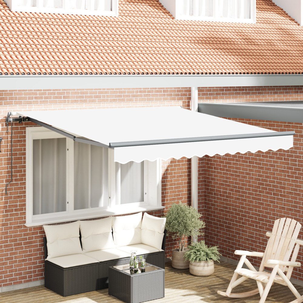 vidaXL Automatisk Utdragbar Markis Vit 300x250 cm, vidaXL Markis Ersättningstyg för 3x2.5 m Ram Vit