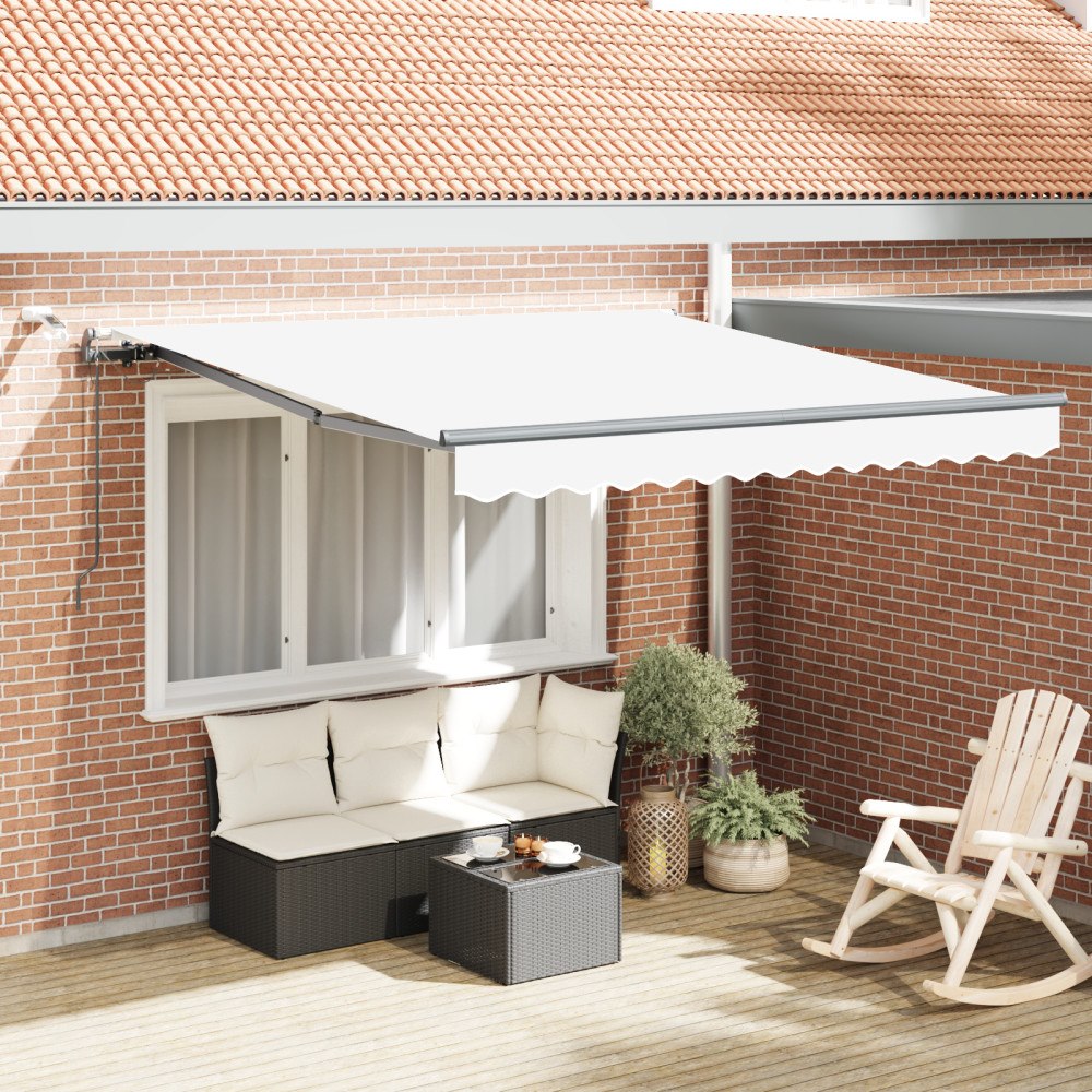 vidaXL Automatisk Utdragbar Markis med LED Vit 300x250 cm, vidaXL Markis Ersättningsduk för 3x2.5 m Ram Vit