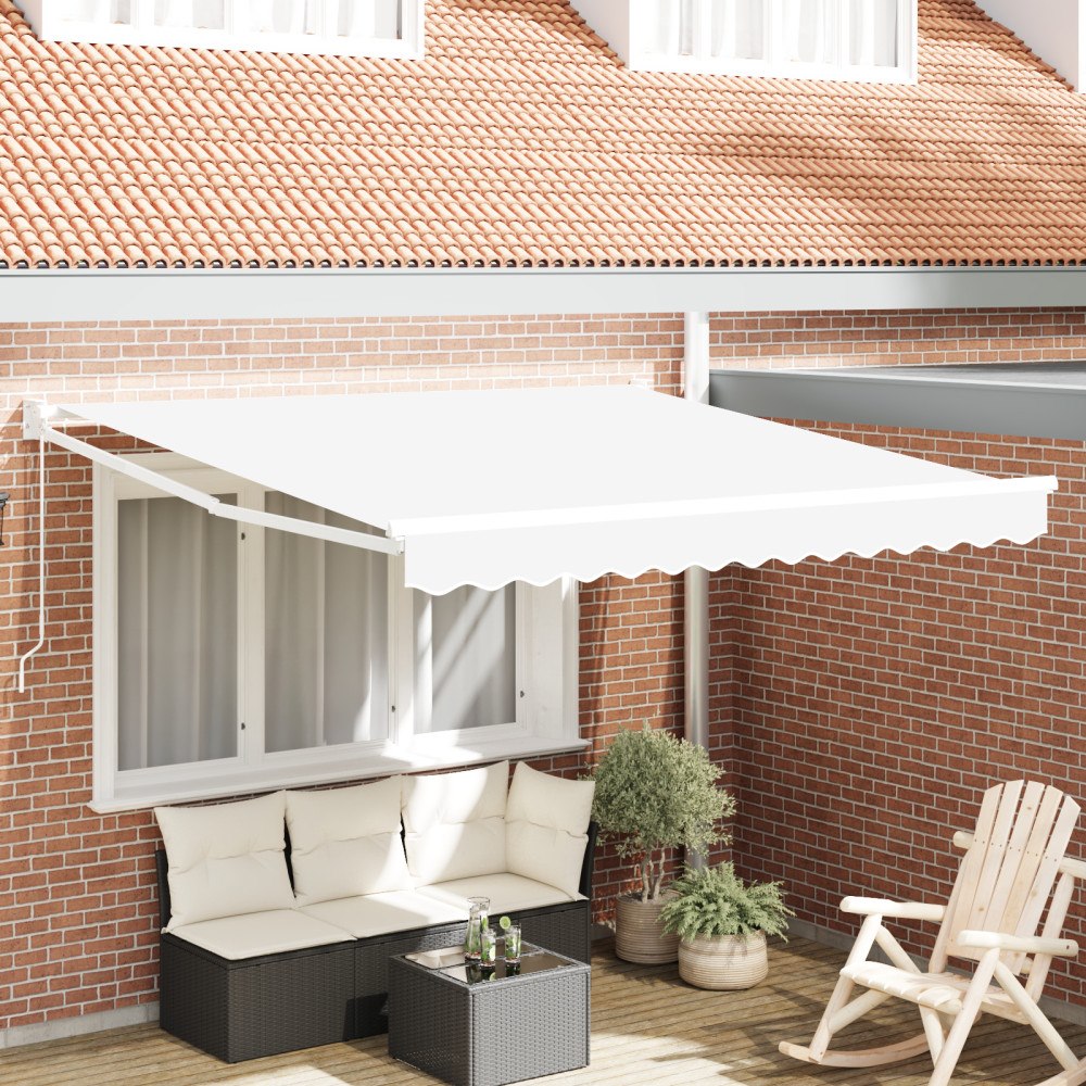 vidaXL Manual Hopfällbar Markis Vit 300x250 cm, vidaXL Markis Ersättningsskydd för 3x2.5 m Ram Vit