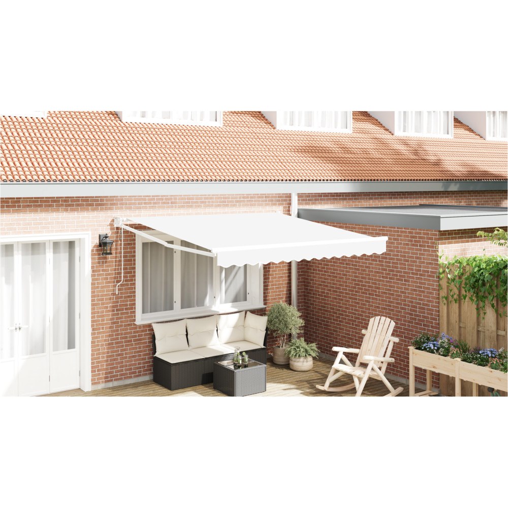 vidaXL Automatisk Utdragbar Markis Vit 300x250 cm, vidaXL Markis Ersättningstyg för 3x2,5 m Ram Vit