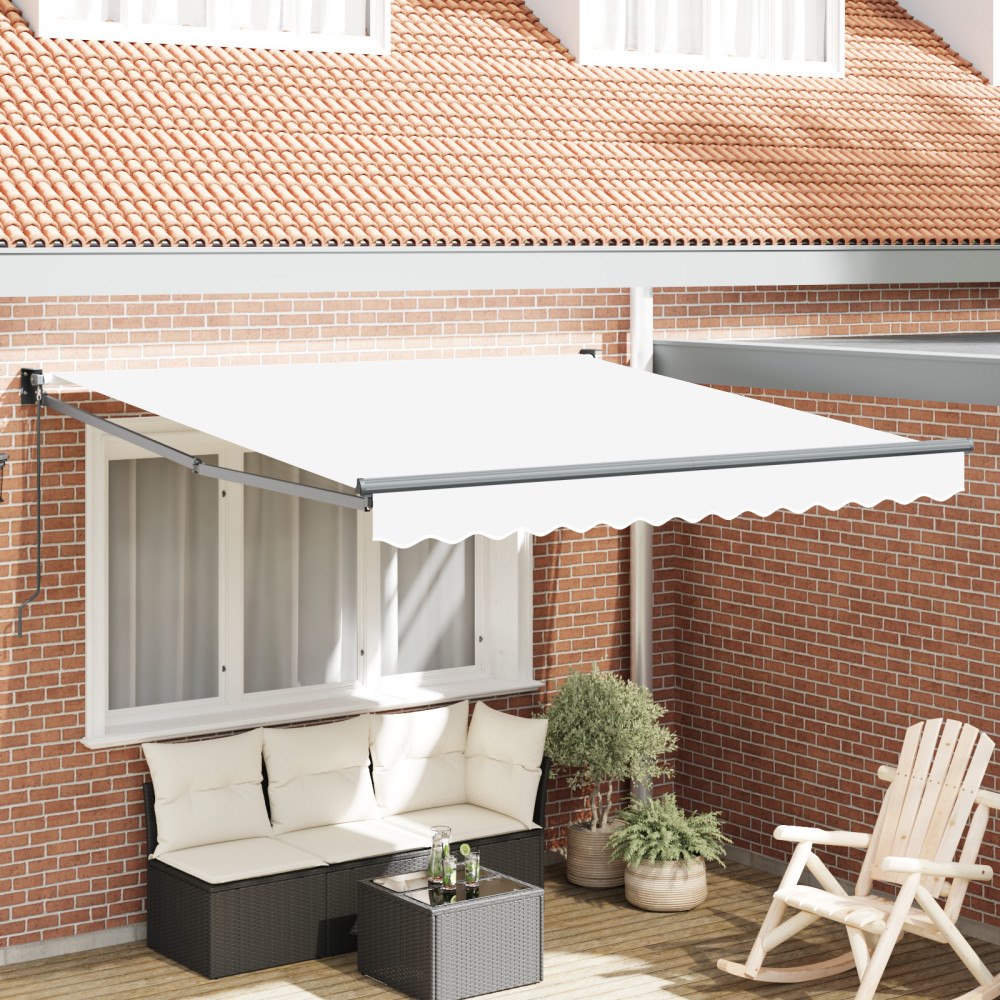 vidaXL Manuell Utdragbar Markis Vit 300x250 cm, vidaXL Markis Ersättningstyg för 3x2.5 m Ram Vit