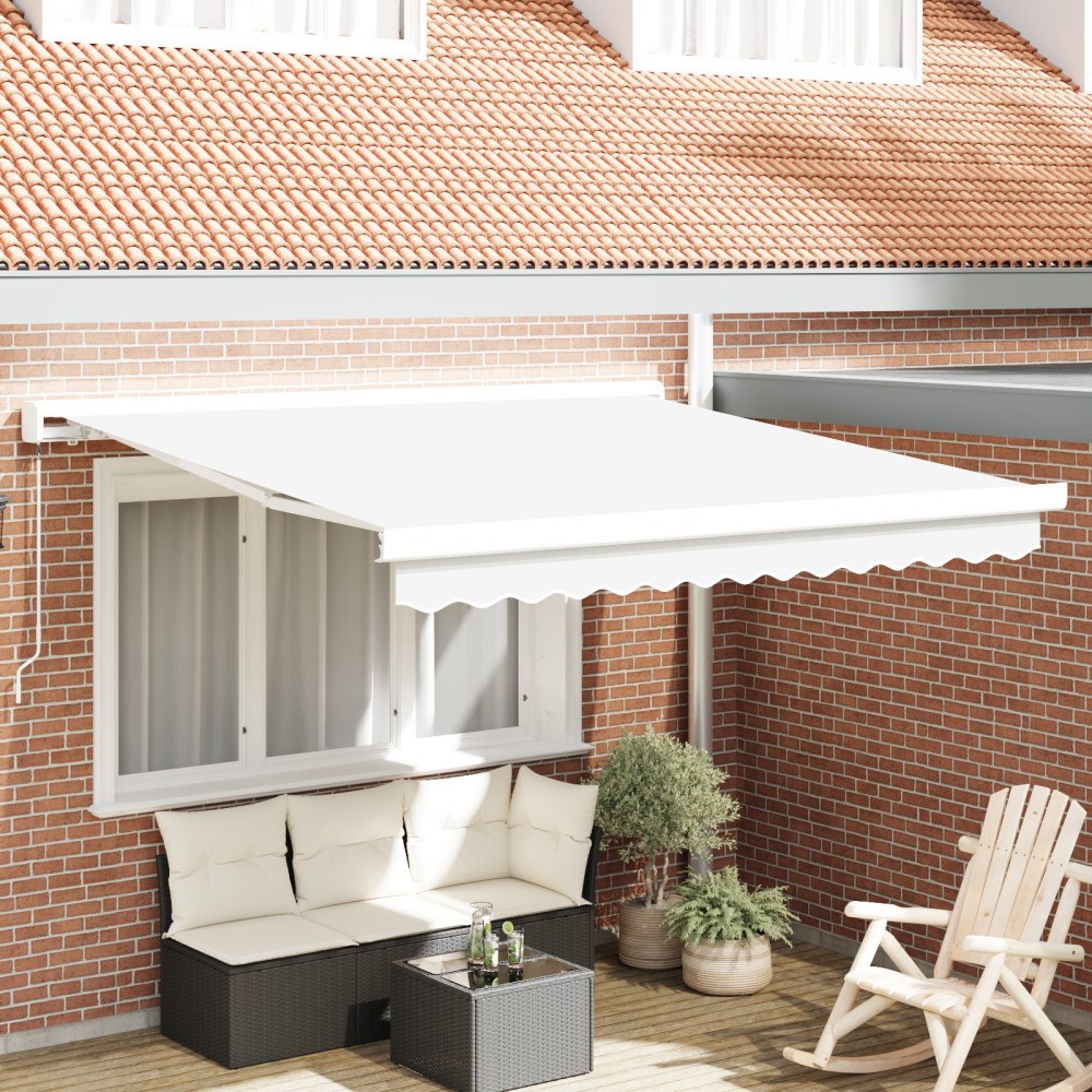 vidaXL Manuell Utdragbar Markis Vit 300x250 cm, vidaXL Markis Ersättningsduk för 3x2.5 m Ram Vit