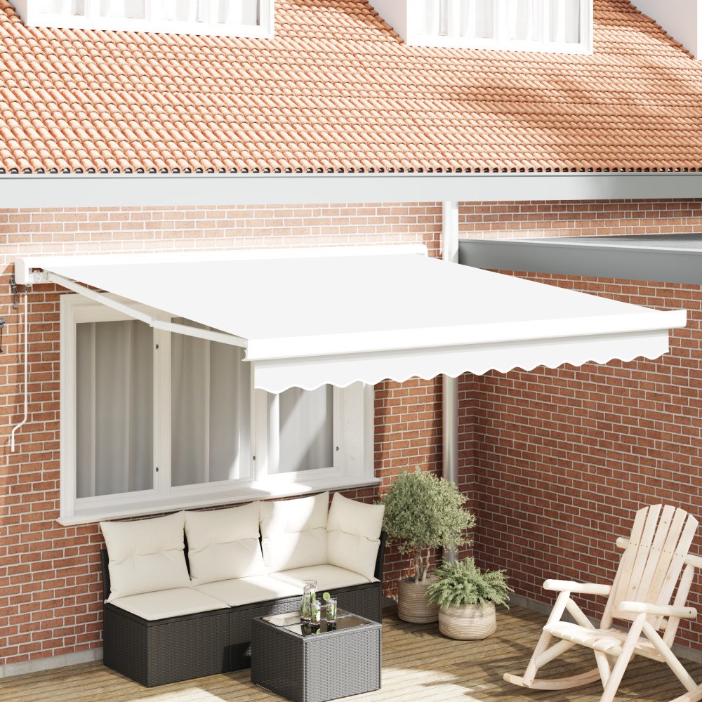 vidaXL Automatisk Utdragbar Markis Vit 300x250 cm, vidaXL Markis Ersättningsfabric för 3x2.5 m Ram Vit