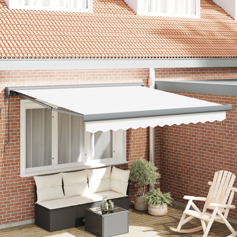 vidaXL Automatisk Utdragbar Markis Vit 300x250 cm, vidaXL Markis Ersättningstyg för 3x2.5 m Ram Vit