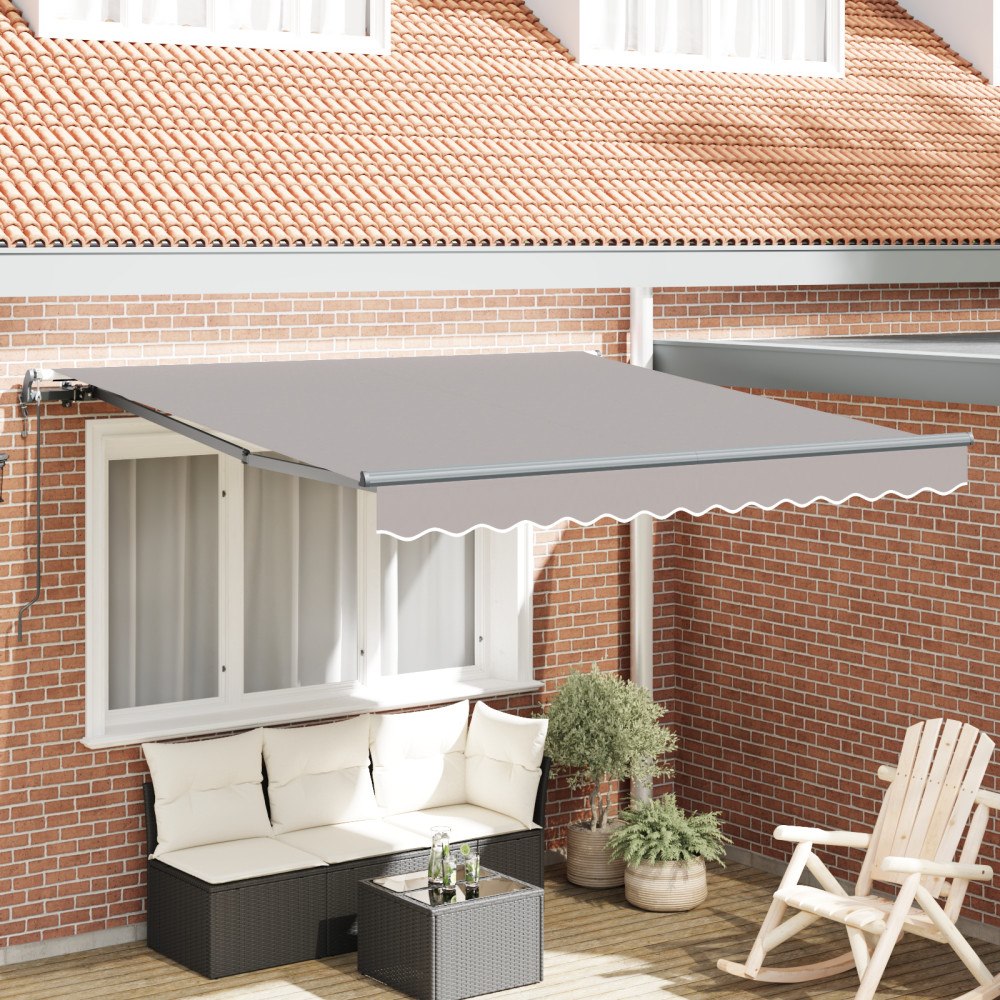 vidaXL Automatisk Utdragbar Markis Ljusgrå 300x250 cm, vidaXL Markis Ersättnings Tyget för 3x2.5 m Ram Ljusgrå