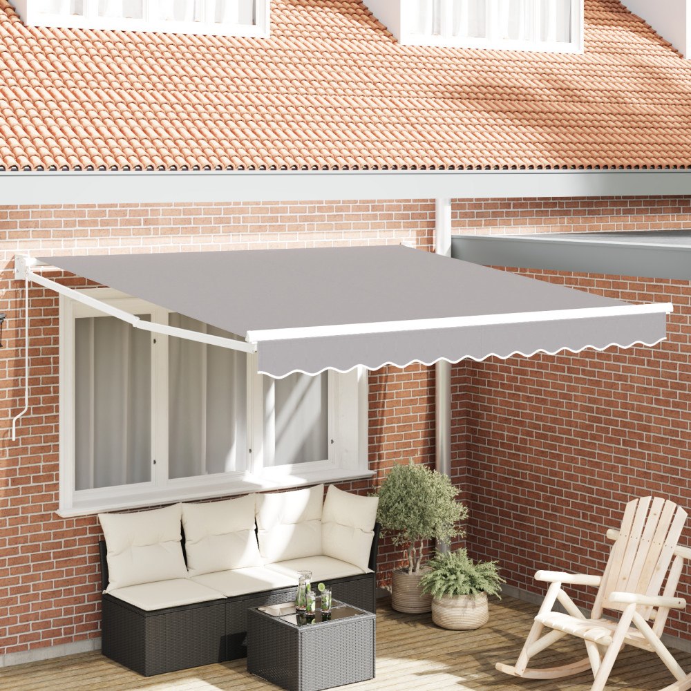 vidaXL Manuell Uppfällbar Markis Ljusgrå 300x250 cm, vidaXL Markis Ersättningstyg för 3x2.5 m Ram Ljusgrå