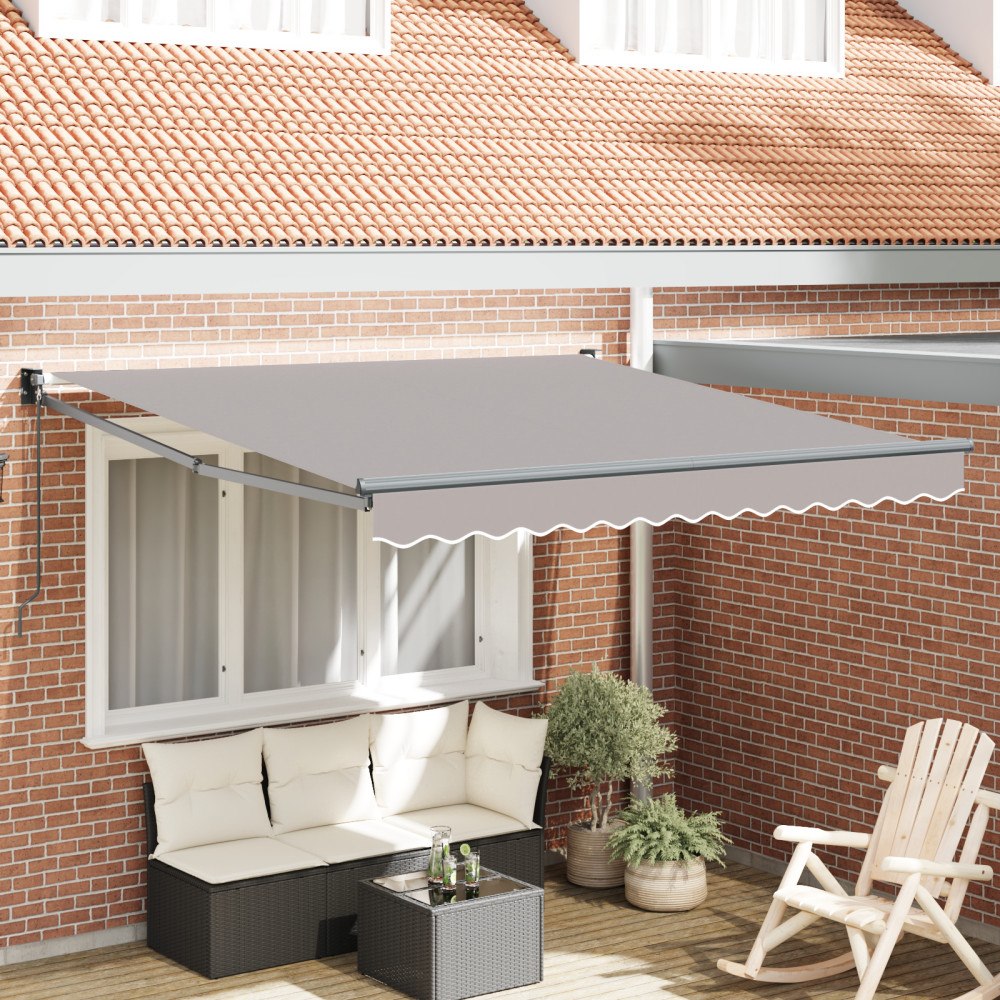vidaXL Manuell Hopfällbar Markis Ljust Grå 300x250 cm, vidaXL Markis Ersättningstyg för 3x2.5 m Ram Ljust Grå