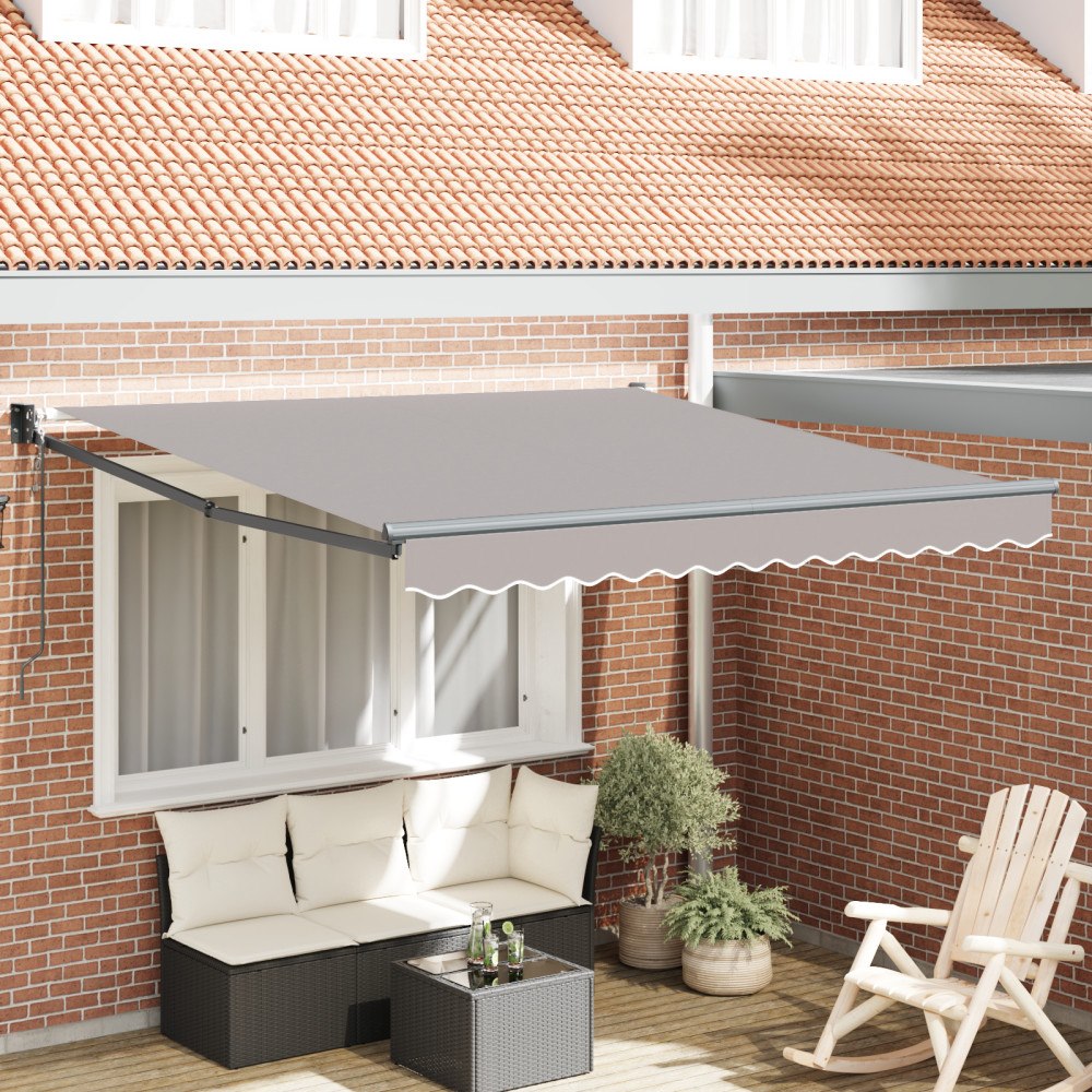 vidaXL Automatisk Utdragbar Markis Ljusgrå 300x250 cm, vidaXL Markis Ersättningsduk för 3x2.5 m Ram Ljusgrå