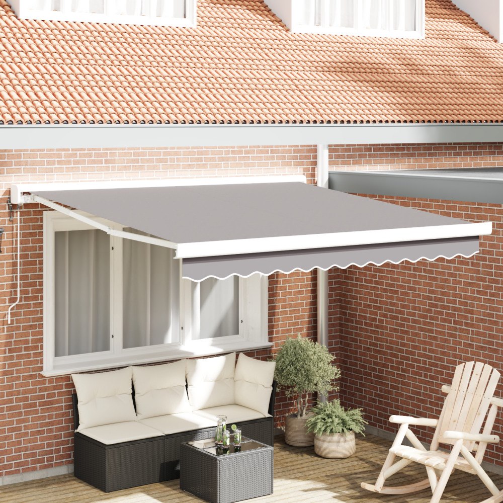 vidaXL Automatisk utdragbar markis ljusgrå 300x250 cm, vidaXL Markis ersättningsväv för 3x2,5 m ram ljusgrå