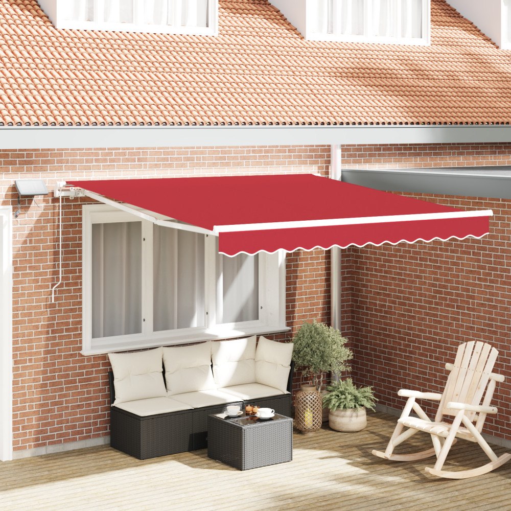 vidaXL Manuell Utdragbar Markis med LED Röd 300x250 cm, vidaXL Markis Ersättningsfiber för 3x2,5 m Ram Röd