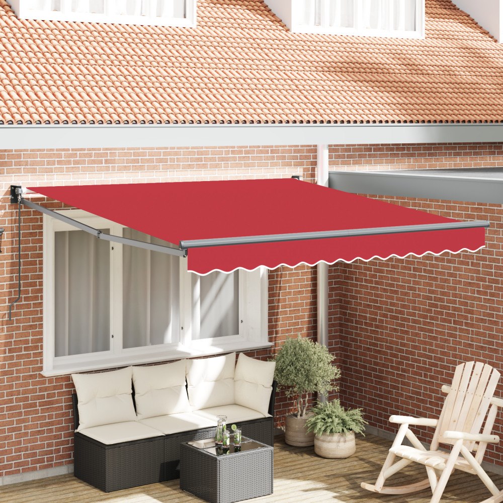 vidaXL Manuell Hopfällbar Markis Röd 300x250 cm, vidaXL Markis Ersättningsduk för 3x2.5 m Ram Röd