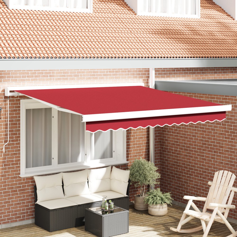 vidaXL Manuell Utdragbar Markis Röd 300x250 cm, vidaXL Markis Ersättningsduk för 3x2,5 m Ram Röd