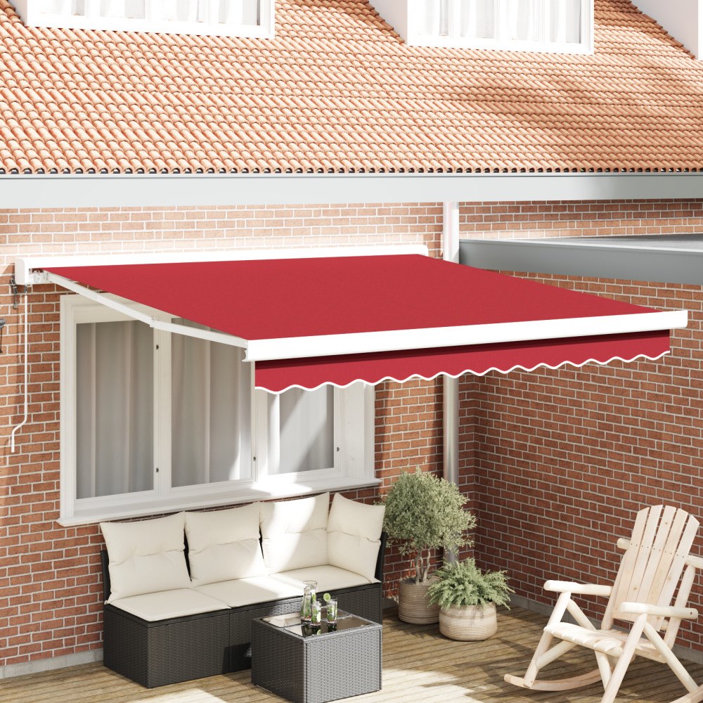 vidaXL Automatisk utfällbar markis röd 300x250 cm, vidaXL Markis ersättningsduk för 3x2,5 m ram röd