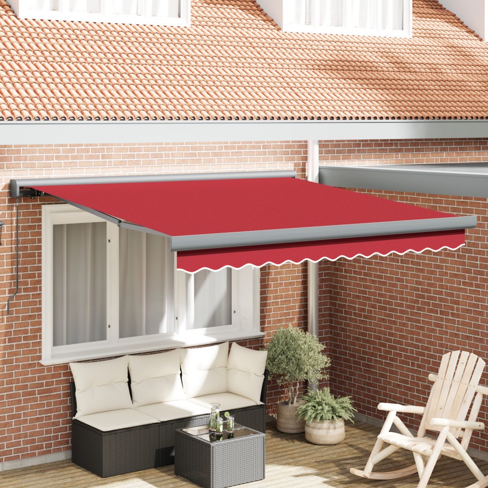 vidaXL Manuell Utdragbar Markis Röd 300x250 cm, vidaXL Markis Ersättningstyg för 3x2.5 m Ram Röd