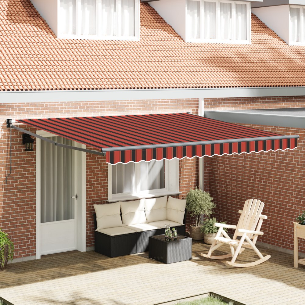 vidaXL Automatisk Utdragbar Markis Orange och Brun 350x250 cm