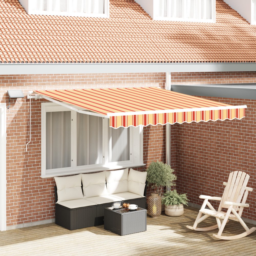 vidaXL manuell utdragbar markis med LED i gul och orange 350x250 cm