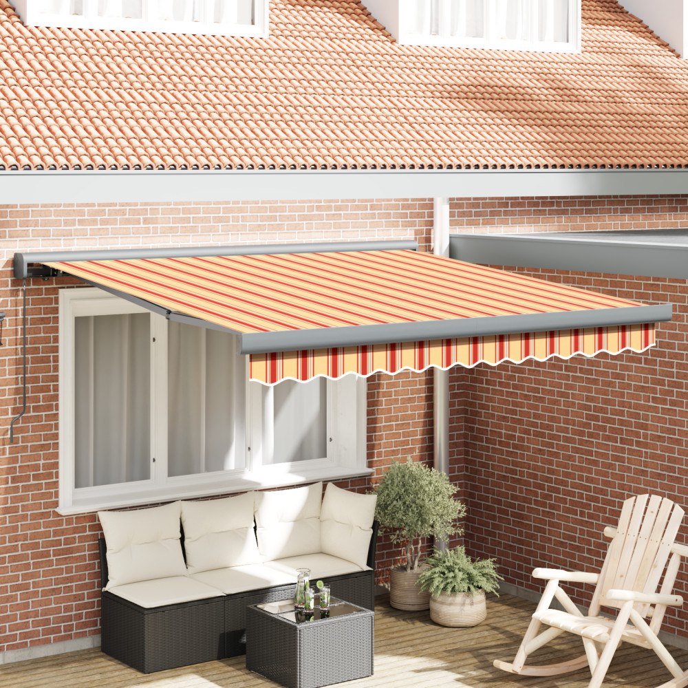 vidaXL Manual Utdragbar Markis - Gul och Orange 350x250 cm