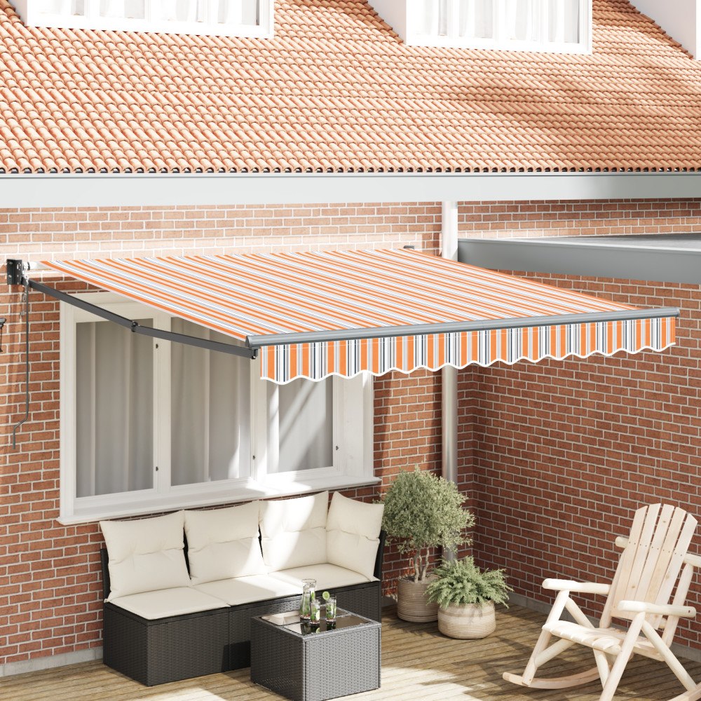 vidaXL Automatisk Utdragbar Markis Randig Multifärgad 350x250 cm