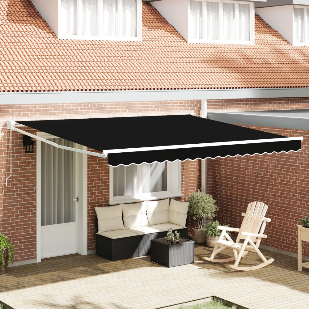 vidaXL Manual Utdragbar Markis Svart 400x300 cm, vidaXL Markis Ersättnings Tyg för 4x3 m Ram Svart