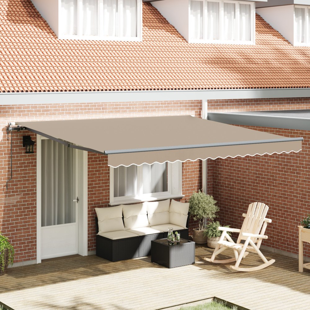 vidaXL Automatisk Hopfällbar Markis Beige 400x300 cm, vidaXL Markis Ersättningstyg för 4x3 m Ram Beige