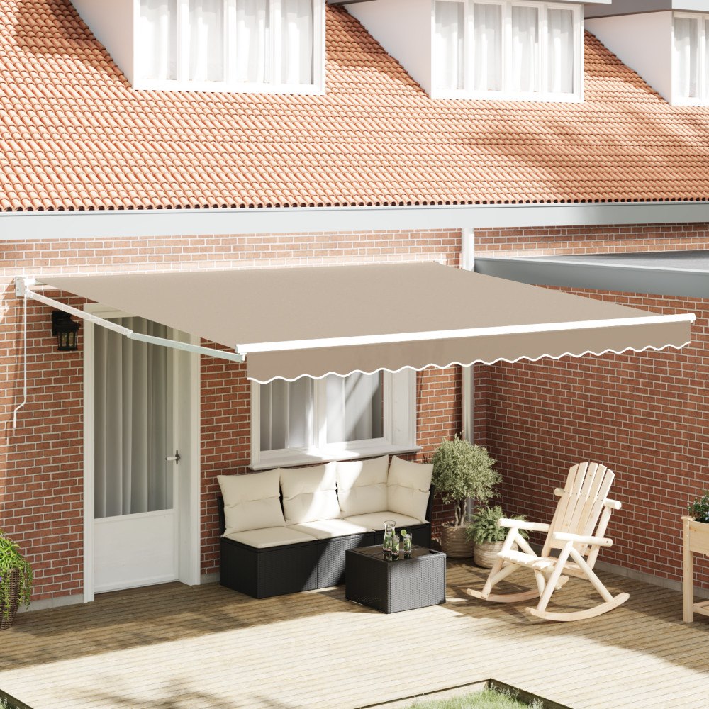 vidaXL Manuell Hopfällbar Markis Beige 400x300 cm, vidaXL Markis Ersättnings tyg för 4x3 m ram Beige
