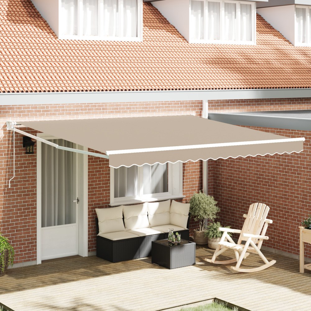 vidaXL Automatisk Hopfällbar Markis Beige 400x300 cm, vidaXL Markis Ersättningsduk för 4x3 m Ram Beige