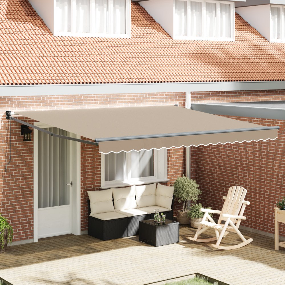 vidaXL Manuell Utdragbar Markis Beige 400x300 cm, vidaXL Markis Ersättningsduk för 4x3 m Ram Beige