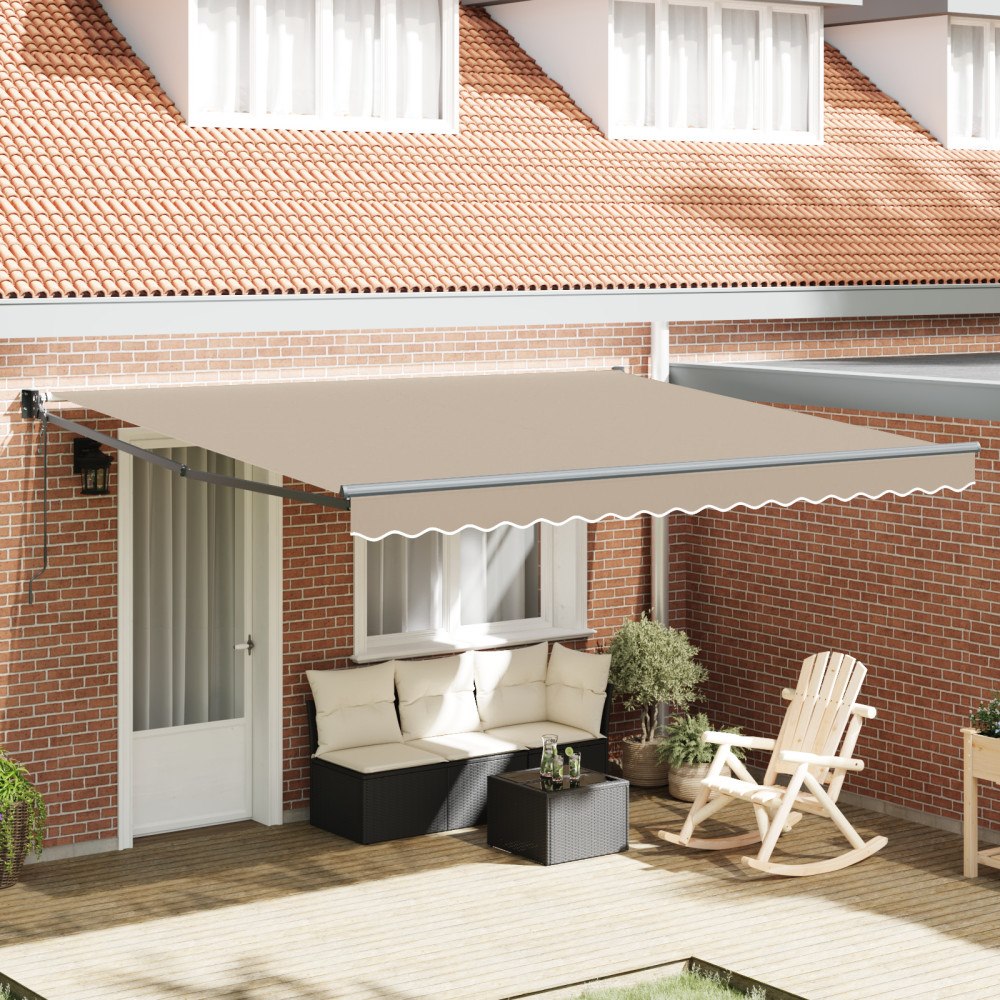 vidaXL Automatisk Utdragbar Markis Beige 400x300 cm, vidaXL Markis Ersättningstyg för 4x3 m Ram Beige