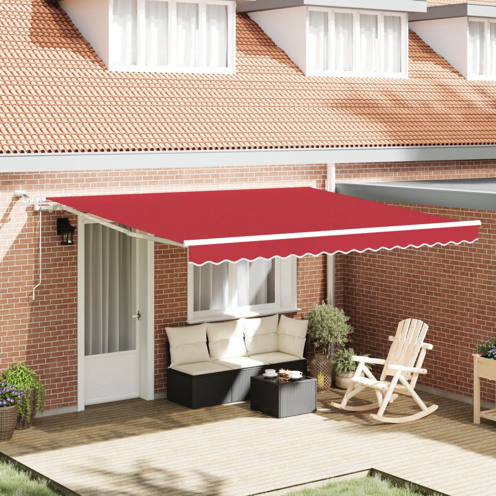 vidaXL Automatisk Hopfällbar Markis med LED Röd 400x300 cm, vidaXL Markis Ersättningsduk för 4x3 m Ram Röd