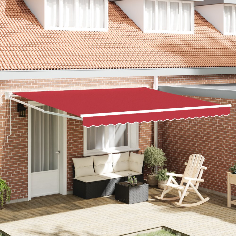 vidaXL Automatisk Utdragbar Markis Röd 400x300 cm, vidaXL Markisbyte Tyg för 4x3 m Ram Röd