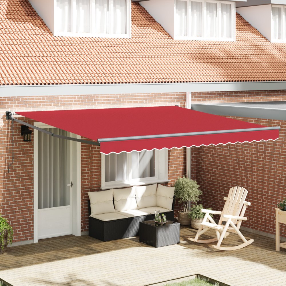 vidaXL Automatisk Utdragbar Markis Röd 400x300 cm, vidaXL Markis Ersättningsduk för 4x3 m Ram Röd