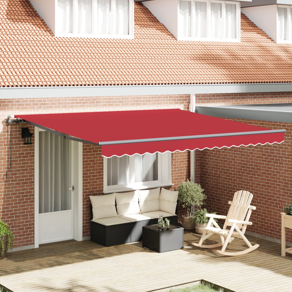 vidaXL Automatisk Utdragbar Markis Röd 400x350 cm