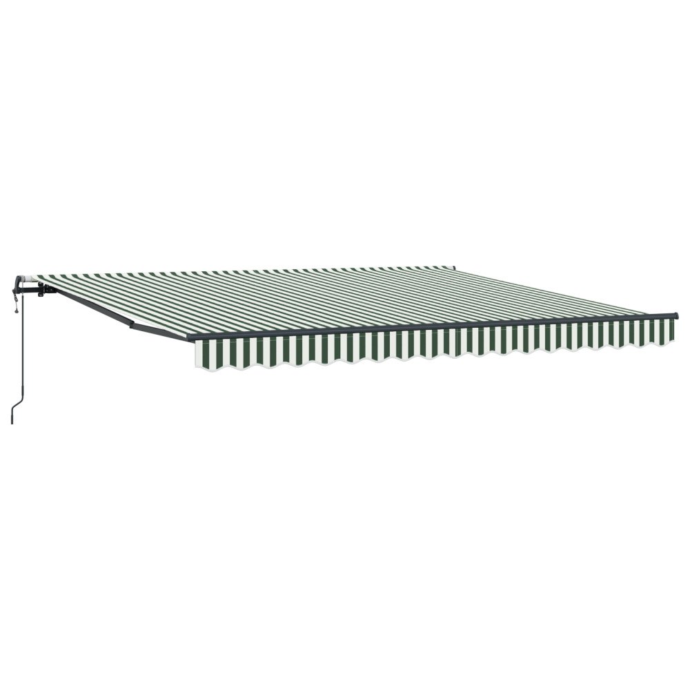 vidaXL Automatiskt utdragbar markis Grön och Vit 400x350 cm, vidaXL Markis Ersättningstyg för 4x3.5 m Ram Grön och Vit