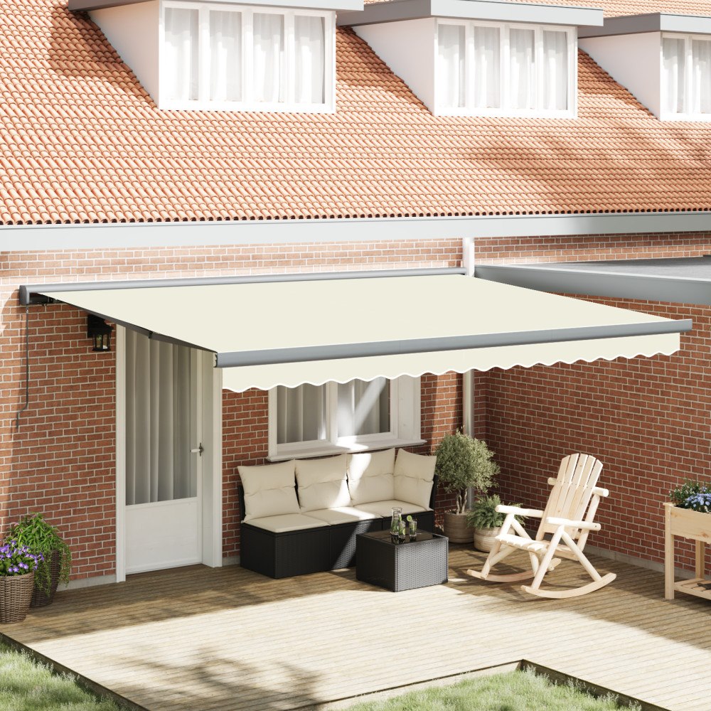 vidaXL Utfällbar markis Kräm 450 × 300 cm Tyg, Metall