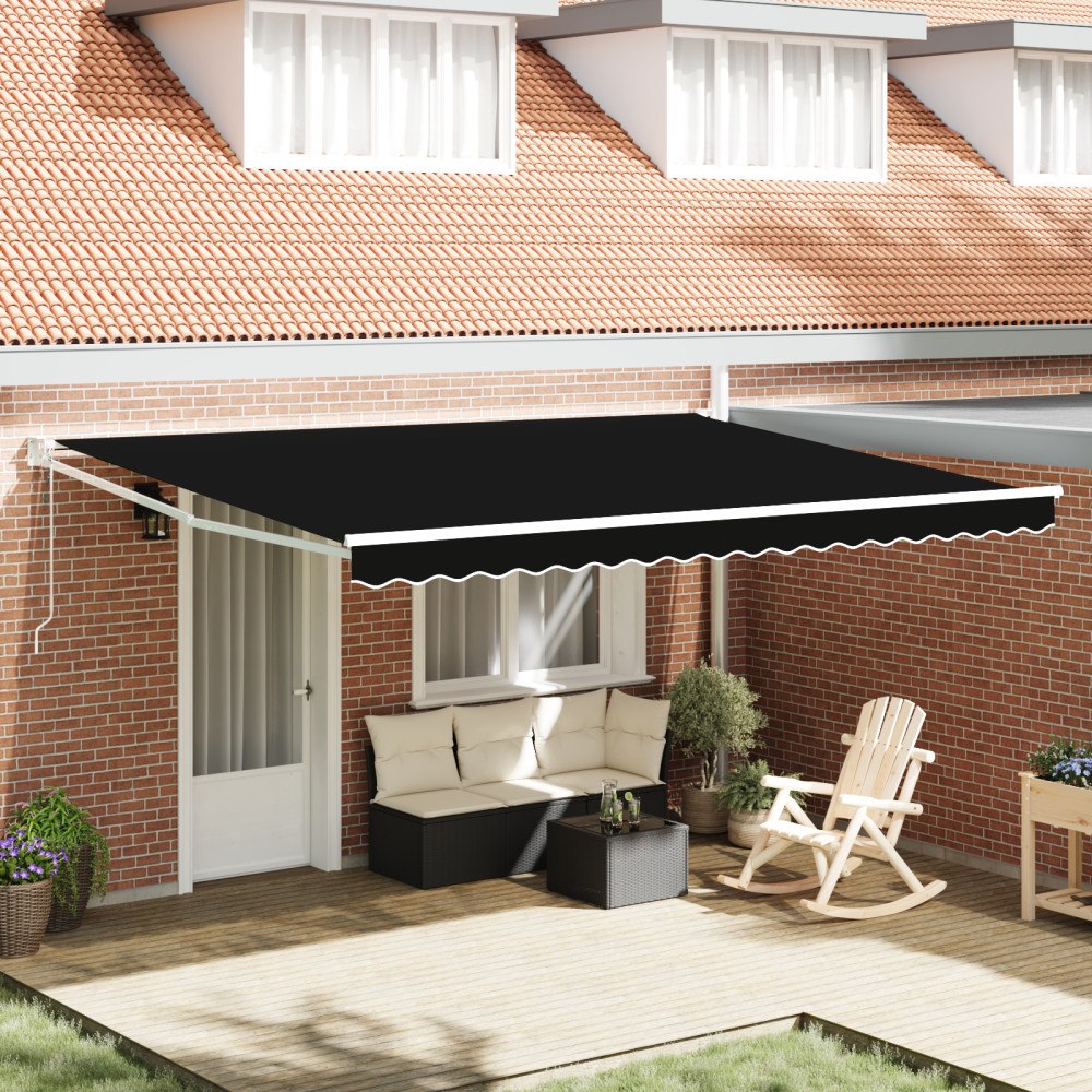 vidaXL Automatisk Hopfällbar Markis Svart 450x300 cm, vidaXL Markis Ersättnings tyg för 4,5x3 m ram Svart
