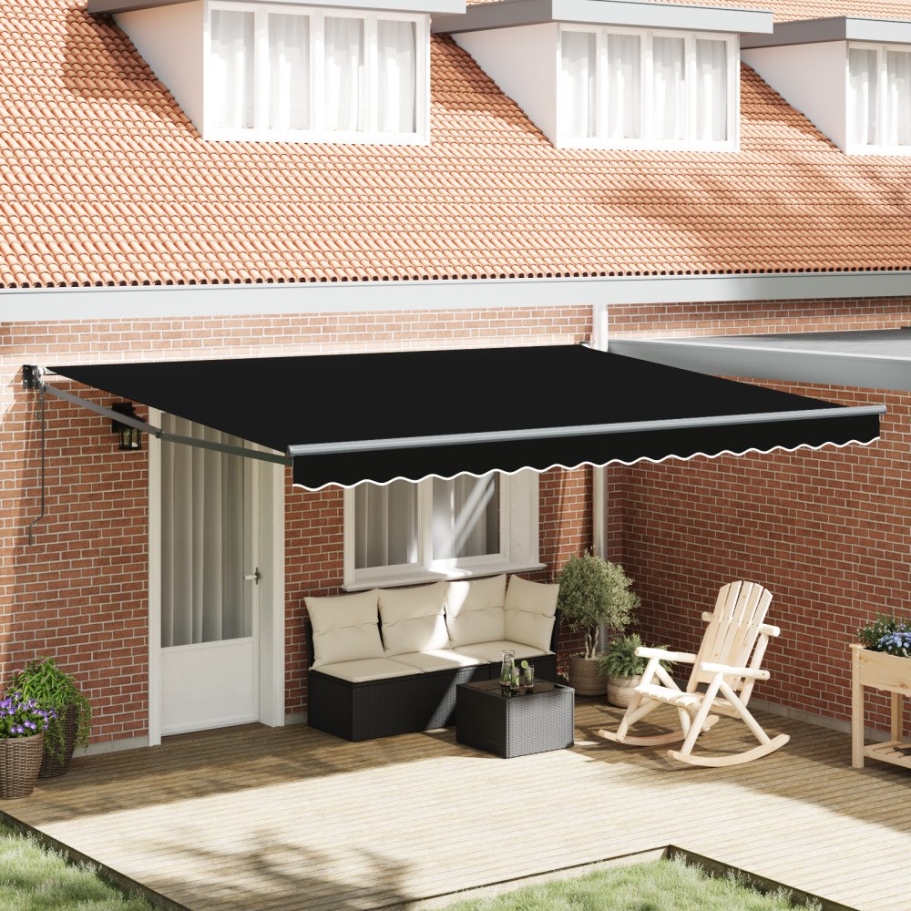 vidaXL Automatisk hopfällbar markis Svart 450x300 cm, vidaXL Markis Ersättnings Tyg för 4.5x3 m Ram Svart