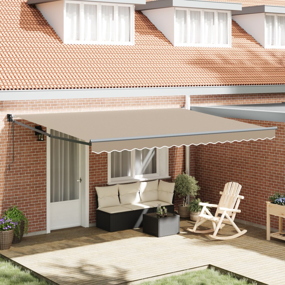 vidaXL Automatisk utdragbar markis Beige 450x300 cm, vidaXL Markis ersättningsduk för 4.5x3 m ram Beige