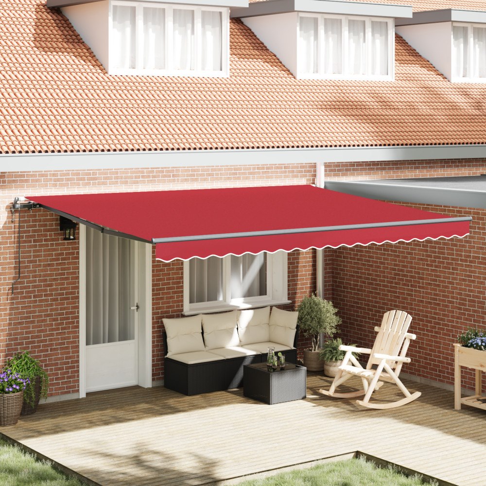 vidaXL Automatisk Utdragbar Markis Röd 450x300 cm, vidaXL Markis Ersättningsduk för 4,5x3 m Ram Röd