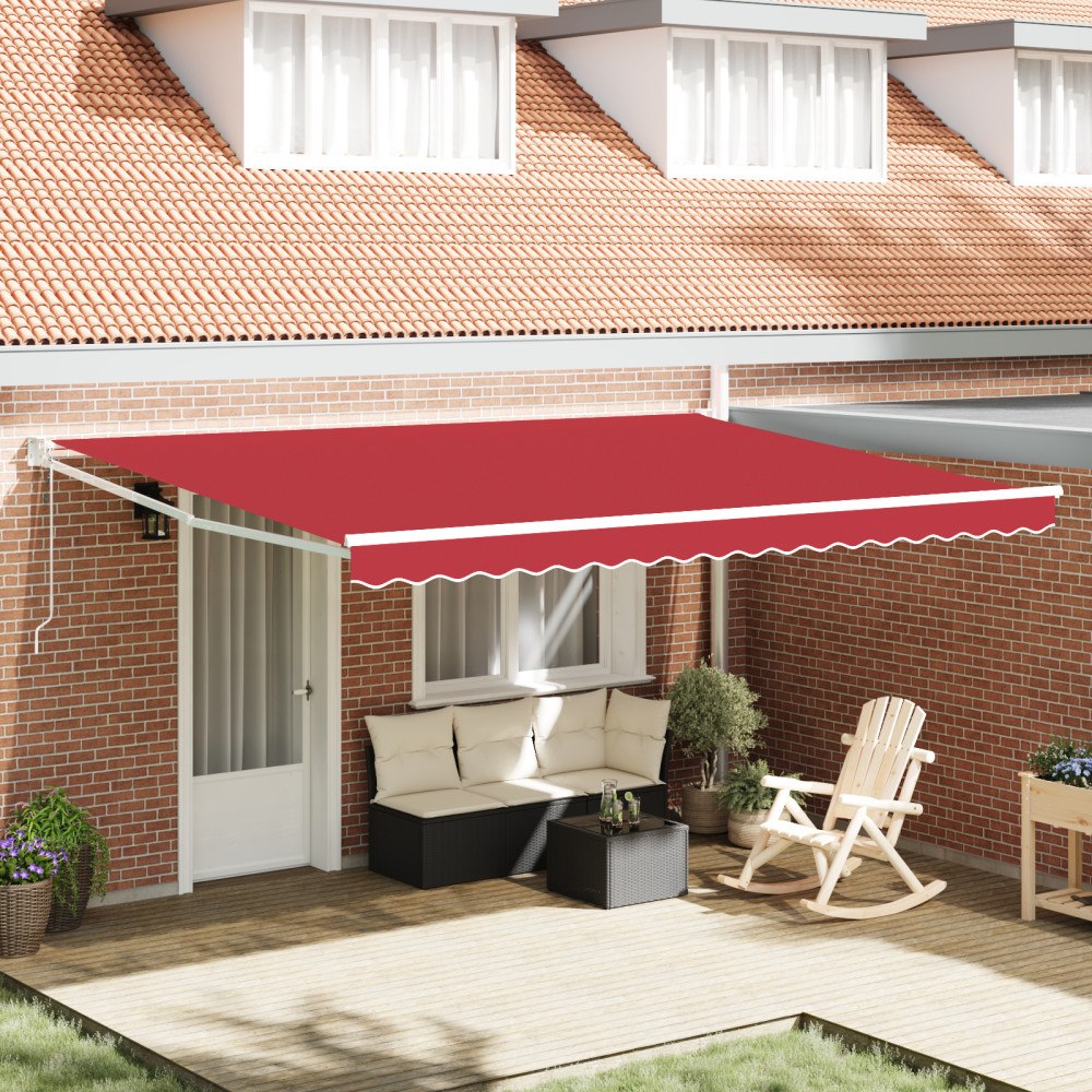 vidaXL Automatisk Utdragbar Markis Röd 450x300 cm, vidaXL Markis Ersättningsväv för 4.5x3 m Ram Röd