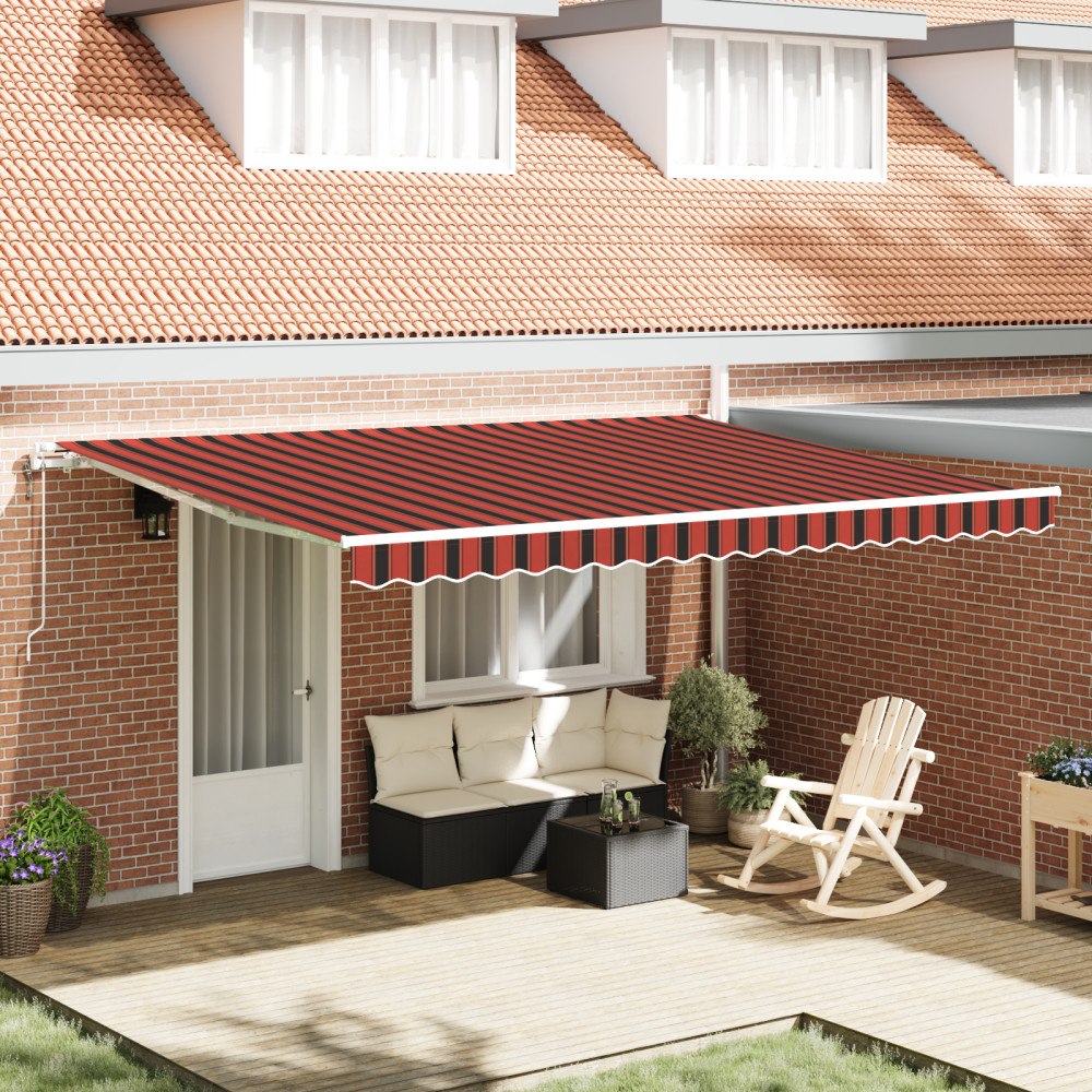 vidaXL Utdragbar markis orange och brun 450 × 350 cm Duk och Aluminium