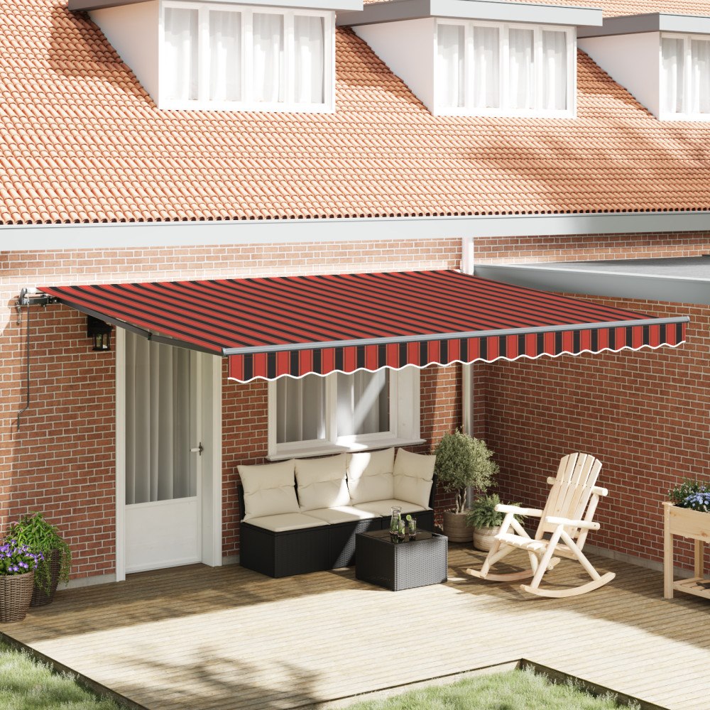 vidaXL Automatisk Utdragbar Markis Orange och Brun 450x350 cm