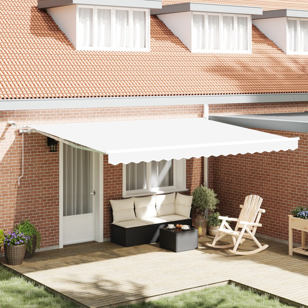 vidaXL Automatisk Hopfällbar Markis med LED Vit 450x350 cm