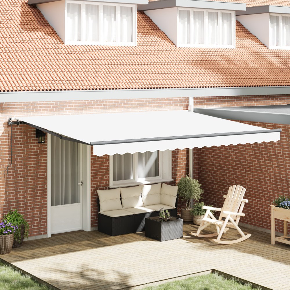 vidaXL Manuell Hopfällbar Markis Vit 450x350 cm