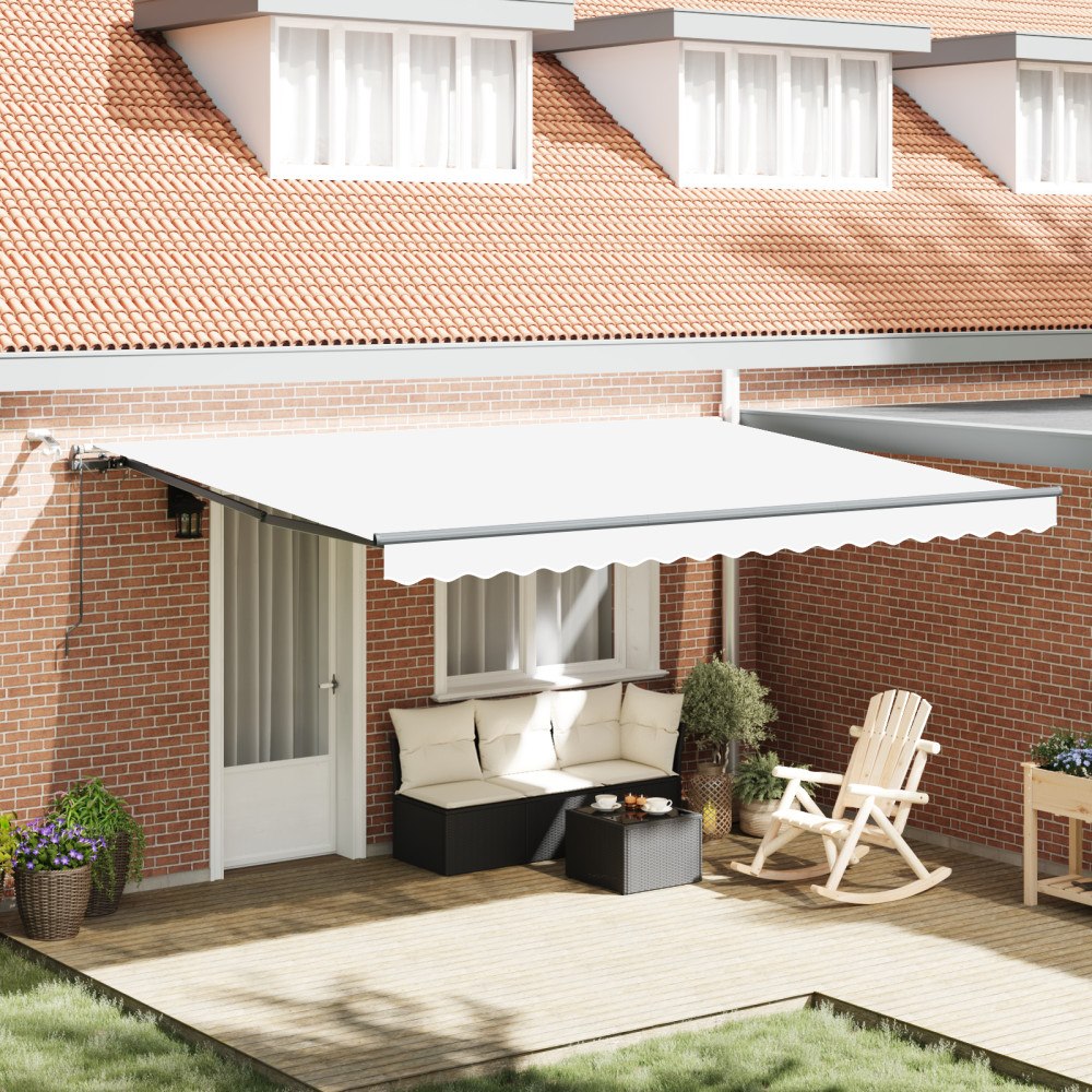vidaXL Automatisk Utdragbar Markis med LED Vit 450x350 cm