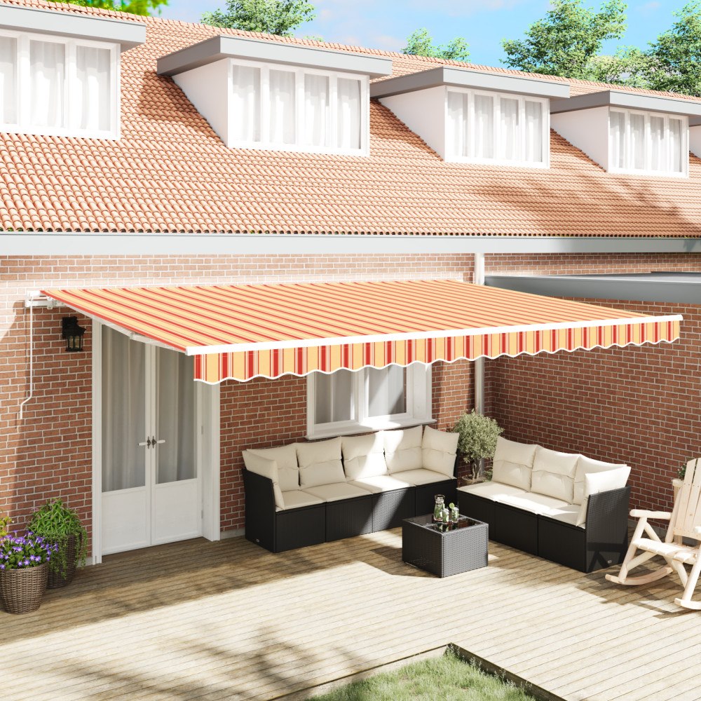vidaXL s manuella hopfällbara markis i gult och orange 500x350 cm