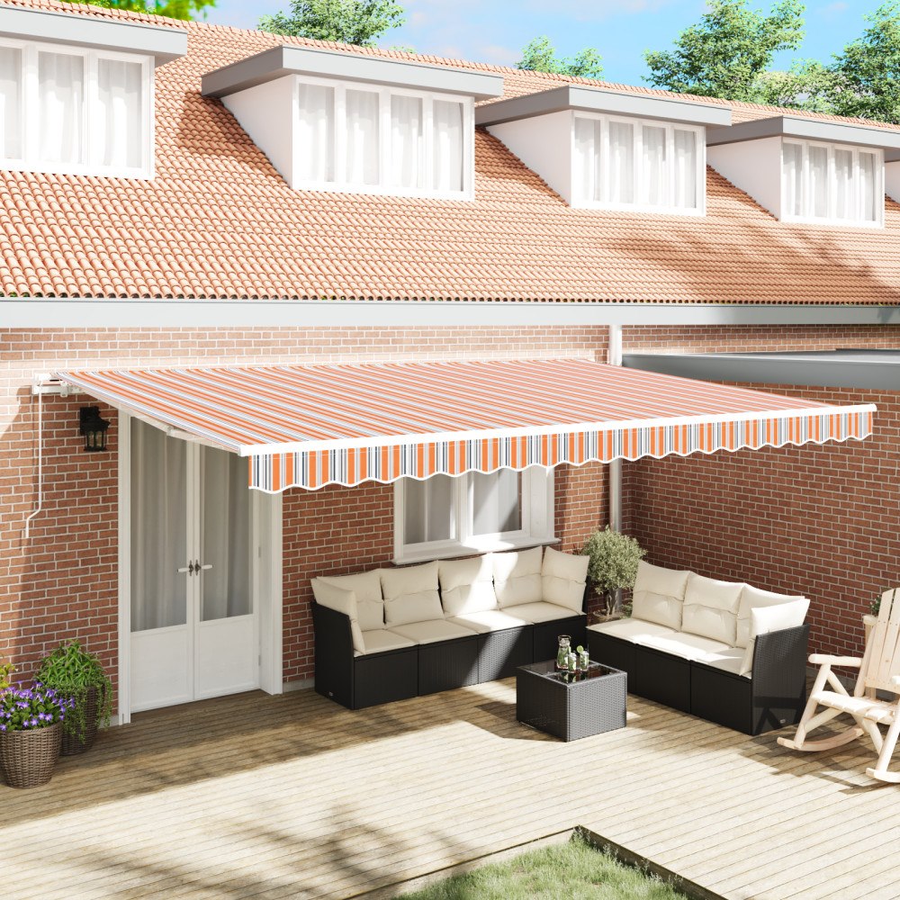 vidaXL Manuell Hopfällbar Markis Multicolor Rand 500x350 cm