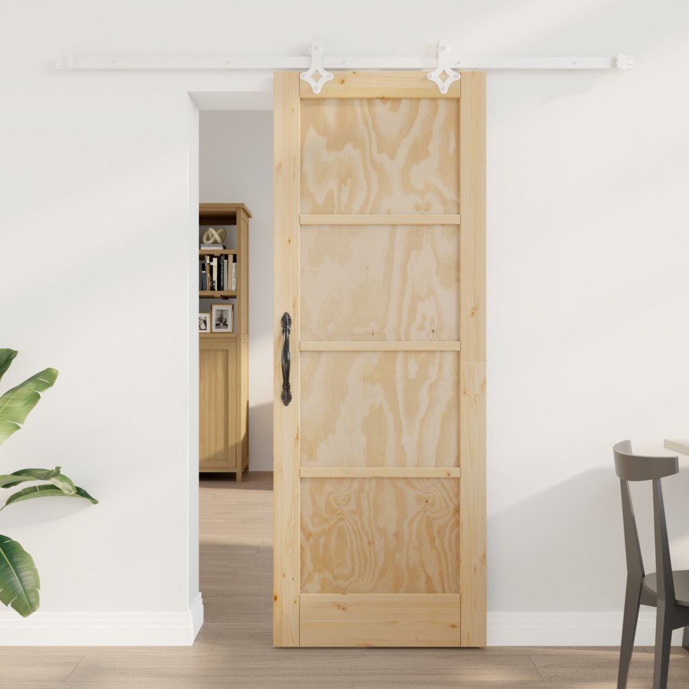 vidaXL glidande dörr med hårdvarusats 73.5x198.5 cm Solid furu, vidaXL inre dörr 'ORKDAL'73.5x198.5x4 cm Solid furu