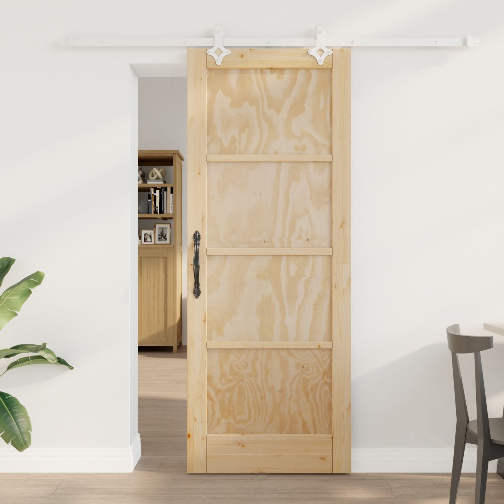 vidaXL Skjutdörr med hårdvaruset 78x202 cm Massivt Tallträ, vidaXL Inre dörr 'ORKDAL'78x202x4 cm Massivt Tallträ