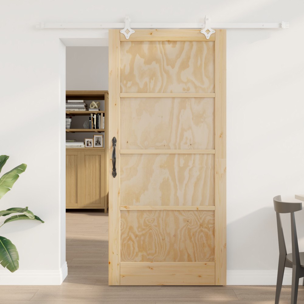 vidaXL skjutdörr med beslagset 93x202 cm Massivt trä furu, vidaXL inredningsdörr