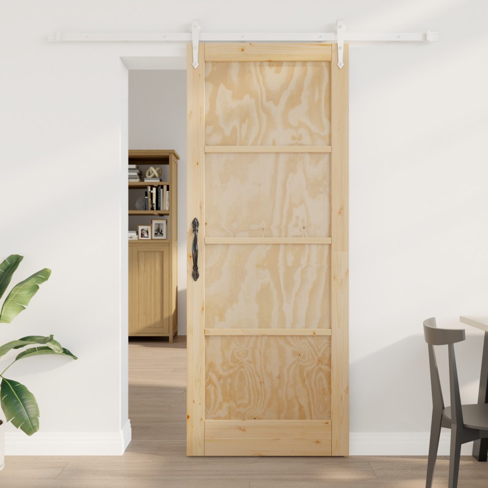 vidaXL Skjutdörr med beslag 83x211 cm Massivt tallträ, vidaXL Inredningsdörr 'ORKDAL'83x211x4 cm Massivt tallträ